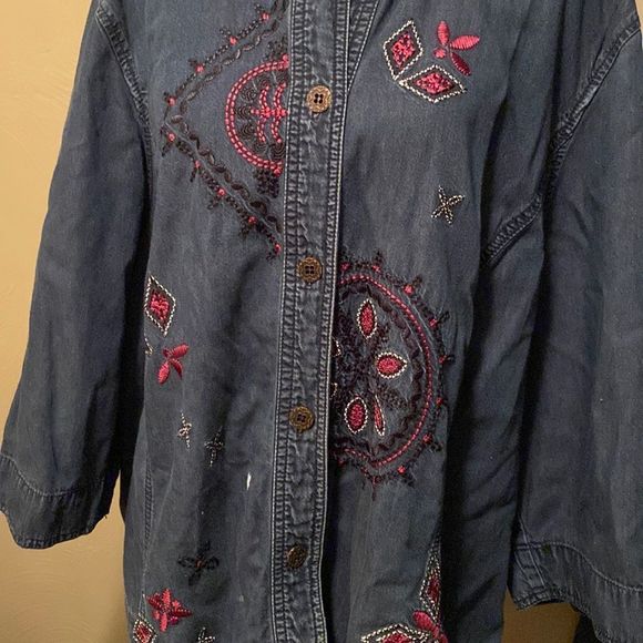 City Blues by Koret Embroidered Lightweight VTG Jean Jacket Size 24W Plus Size - Picture 3 of 8